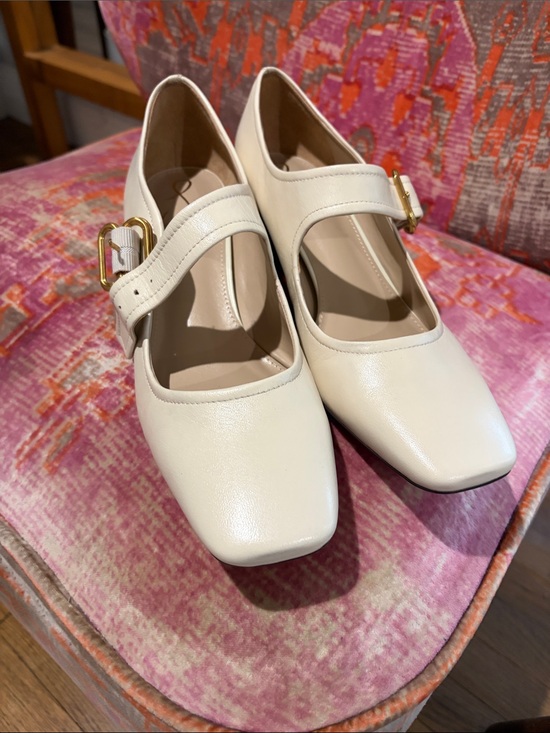 Sam Edelman Shoes - Sam Edelman Cream Mary Jane Pumps with Gold Buckle